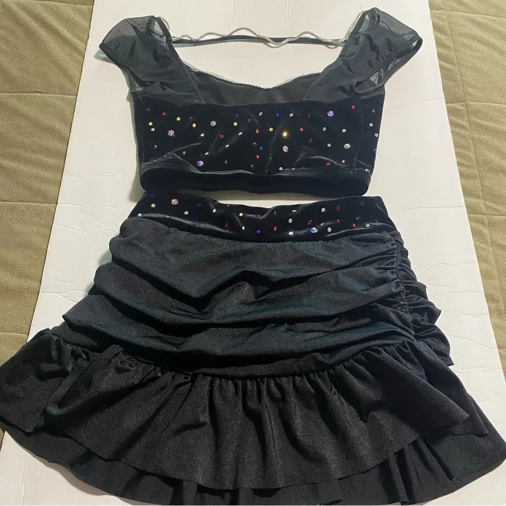 Weissman Elite dance costume 2 piece black Velvet Who Owns My Heart 17834 SA